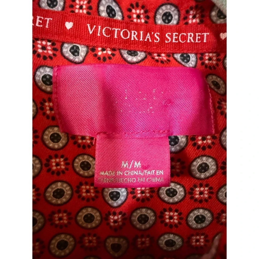 Victoria's Secret 2 pc Pajamas Medium Red Geometric‎ Cotton Cozy Loungewear